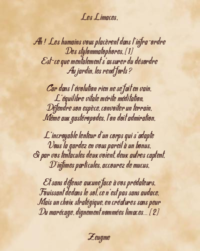 Le poème en image: Les Limaces,