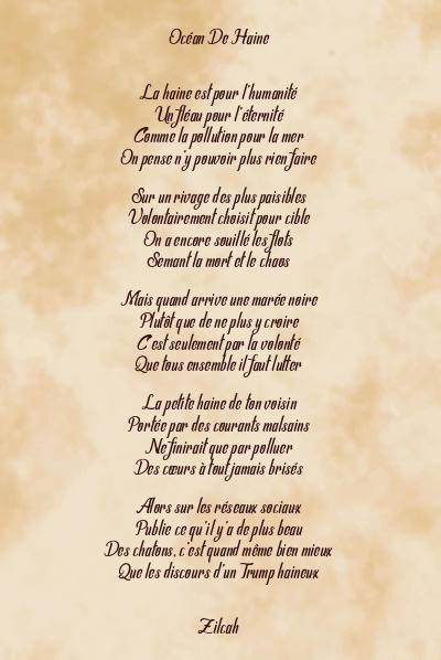 Le poème en image: Océan De Haine